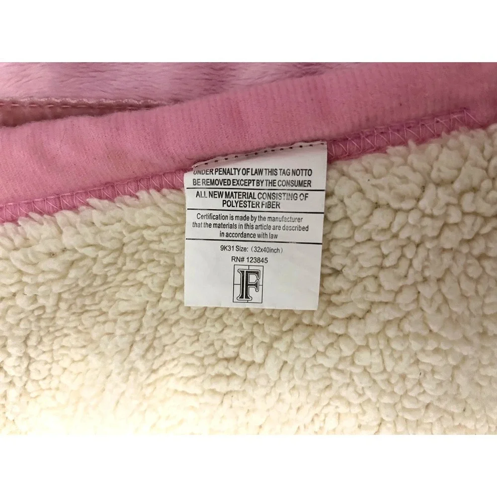 Pink Fairy‎ Plush Baby Blanket RN 123845 Beige Sherpa Back Angel Princess Girl